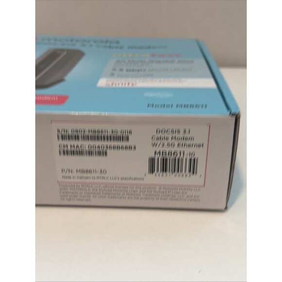 Motorola MB8611 DOCSIS 3.1 Cable Modem W/ Power Supply - Picture 2 of 4